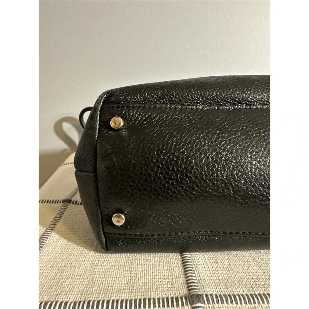 Kate Spade New York Black Town Road Elena Leather Shoulder Bag‎ Tote Gold Chain